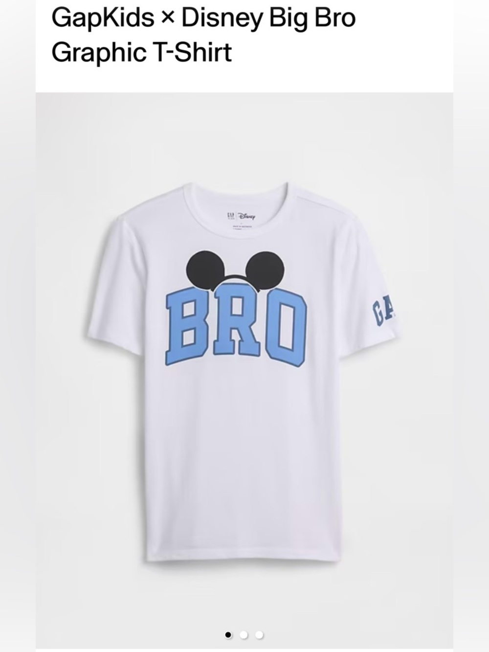 Matching Kid & dad GAP Disney White Tee with BRO & DAD graphic logo.